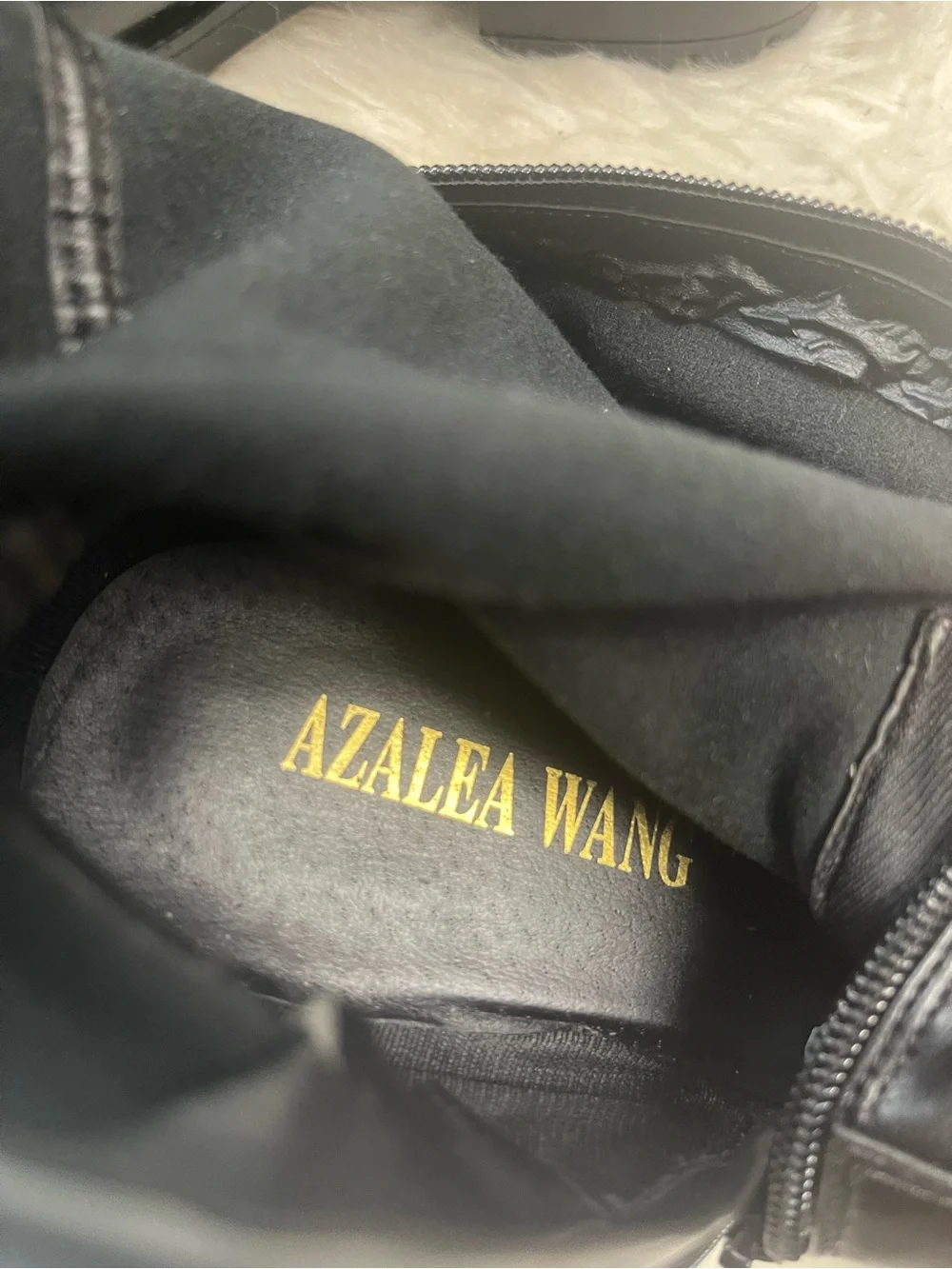Azalea Wang over the knee black vegan soft leather pull on boots low heels SZ7